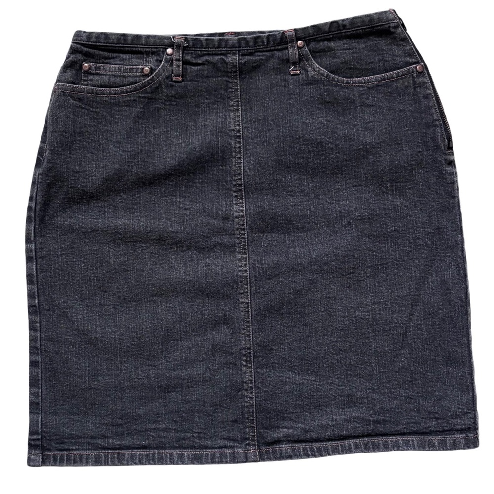 Ann Taylor Dark Wash Stretch Denim Pencil Skirt With 2 Front Pockets 10